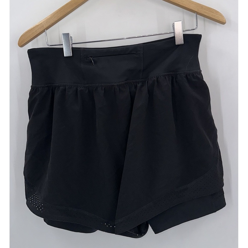 Spanx Get Moving Short Solid Black 2 in 1 Stretch Athletic Wicking Large Pockets